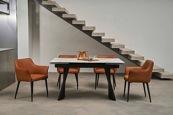 Керамічний стіл розкладний обідній Vetro Mebel Олімпія TML-985 калакатта голд-чорний-1