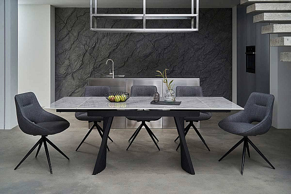 Керамический стол раскладной обеденный Vetro Mebel Олимпия TML-985 ребекка грей-черный-0