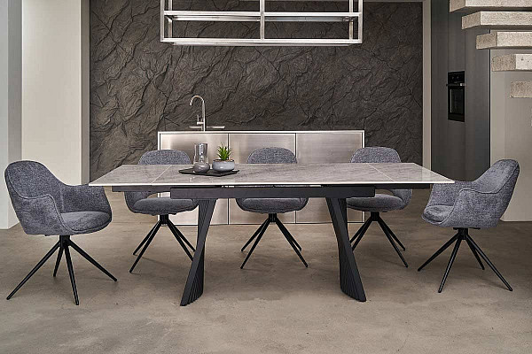 Керамический стол раскладной обеденный Vetro Mebel Олимпия TML-985 ребекка грей-черный-2