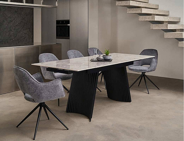 Керамический стол раскладной обеденный Vetro Mebel Олимпия TML-985 ребекка грей-черный-7