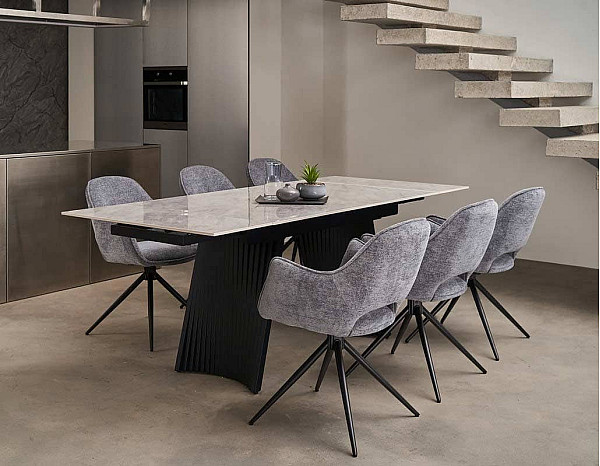 Керамический стол раскладной обеденный Vetro Mebel Олимпия TML-985 ребекка грей-черный-8