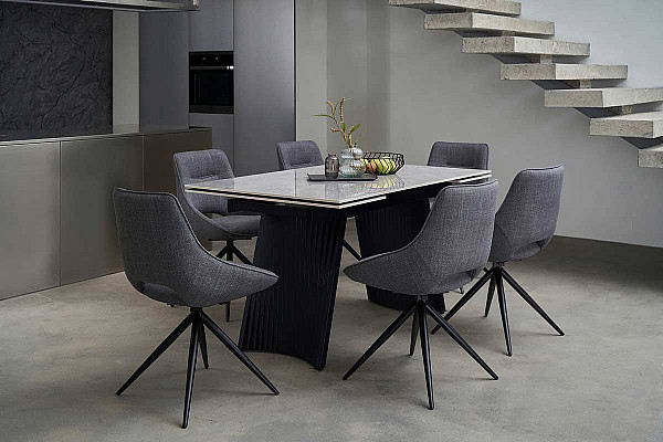 Керамический стол раскладной обеденный Vetro Mebel Олимпия TML-985 ребекка грей-черный-9