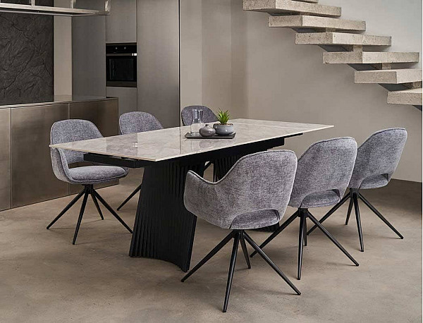 Керамический стол раскладной обеденный Vetro Mebel Олимпия TML-985 ребекка грей-черный-10