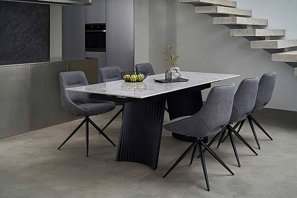 Керамический стол раскладной обеденный Vetro Mebel Олимпия TML-985 ребекка грей-черный-11