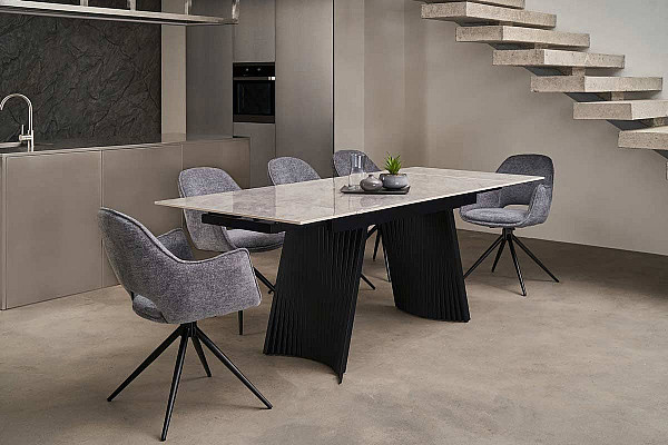 Керамический стол раскладной обеденный Vetro Mebel Олимпия TML-985 ребекка грей-черный-12