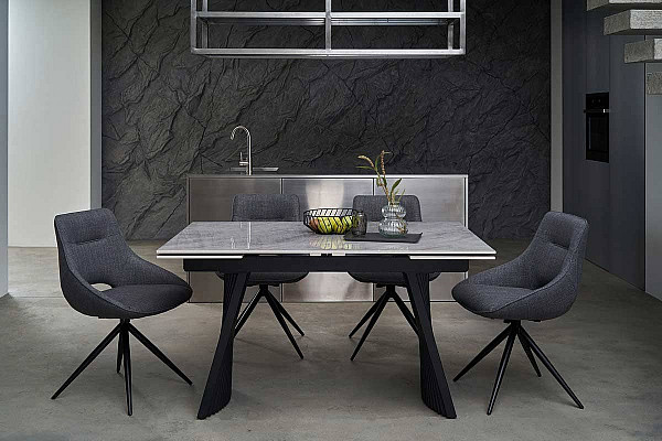 Керамический стол раскладной обеденный Vetro Mebel Олимпия TML-985 ребекка грей-черный-4
