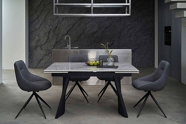 Керамический стол раскладной обеденный Vetro Mebel Олимпия TML-985 ребекка грей-черный-5