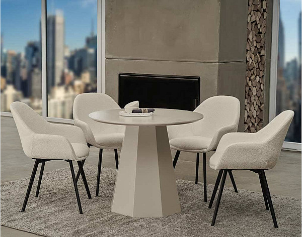 Обідній круглий стіл Vetro Mebel TM-200-1 Поліуретановий МДФ Теплий пісок-0