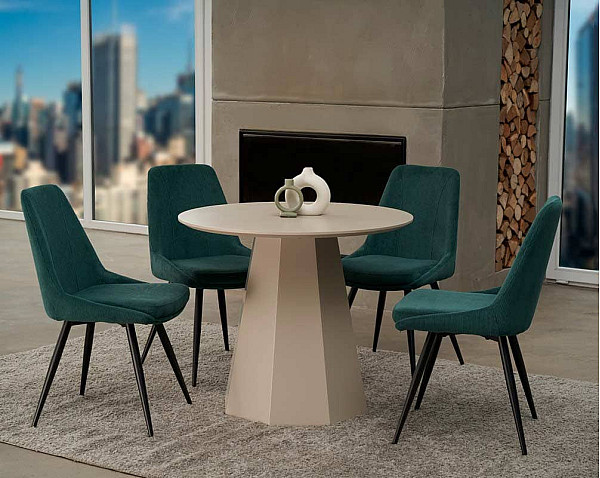 Обідній круглий стіл Vetro Mebel TM-200-1 Поліуретановий МДФ Теплий пісок-2