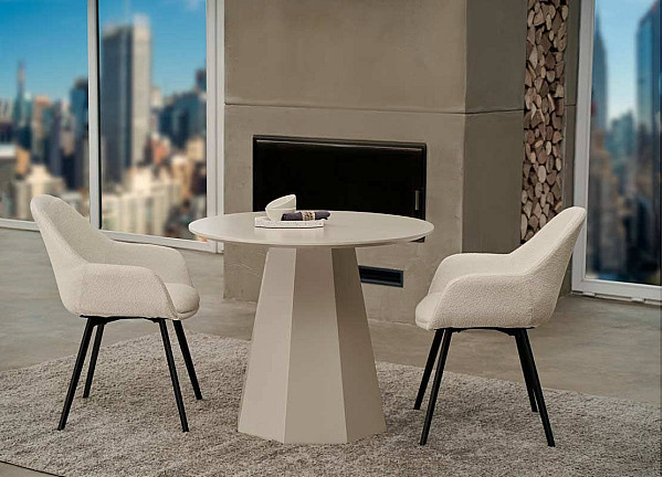 Обідній круглий стіл Vetro Mebel TM-200-1 Поліуретановий МДФ Теплий пісок-1