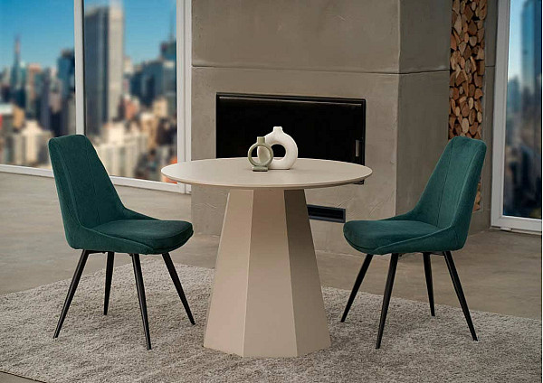 Обідній круглий стіл Vetro Mebel TM-200-1 Поліуретановий МДФ Теплий пісок-3