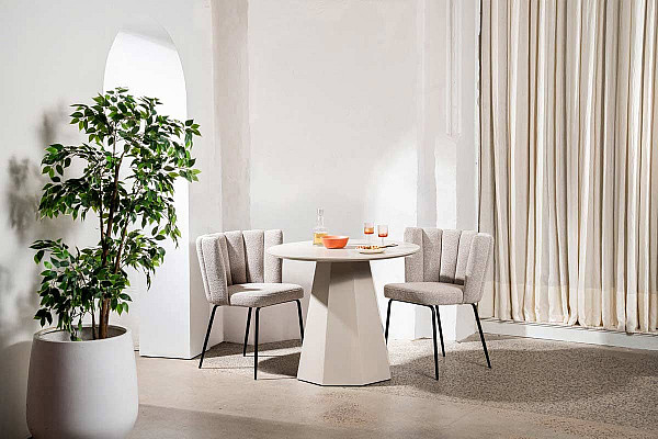 Обідній круглий стіл Vetro Mebel TM-200-1 Поліуретановий МДФ Теплий пісок-4