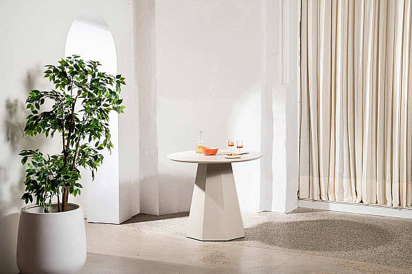 Обідній круглий стіл Vetro Mebel TM-200-1 Поліуретановий МДФ Теплий пісок-6