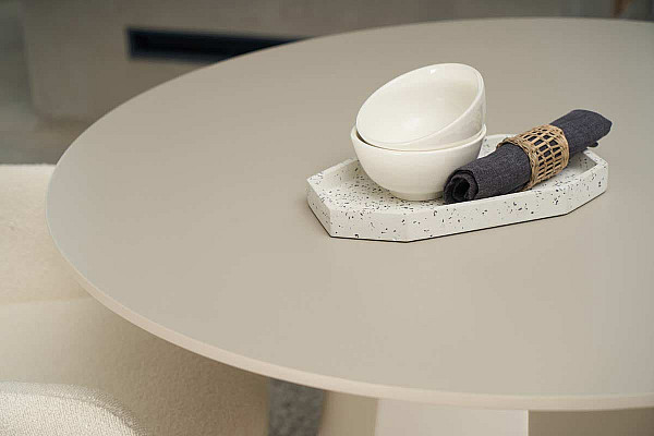 Обідній круглий стіл Vetro Mebel TM-200-1 Поліуретановий МДФ Теплий пісок-13