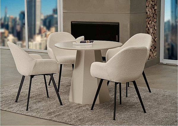 Обідній круглий стіл Vetro Mebel TM-200-1 Поліуретановий МДФ Теплий пісок-5