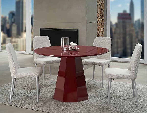 Обідній круглий стіл Vetro Mebel TM-200 Поліуретановий МДФ Винний-0