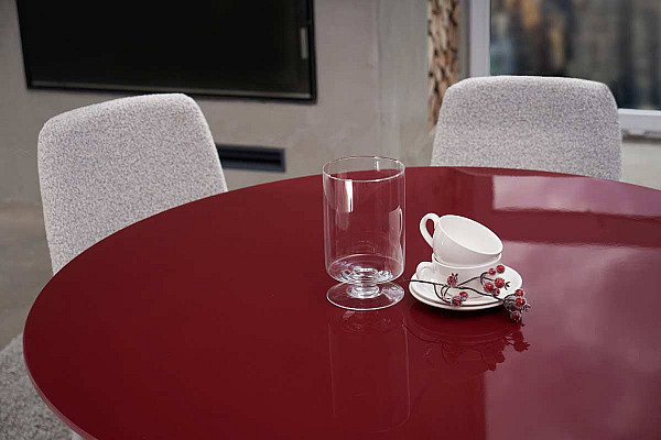 Обідній круглий стіл Vetro Mebel TM-200 Поліуретановий МДФ Винний-10