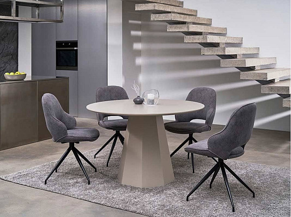 Круглый стол обеденный Vetro Mebel TM-200 Полиуретановый МДФ Теплый песок-0