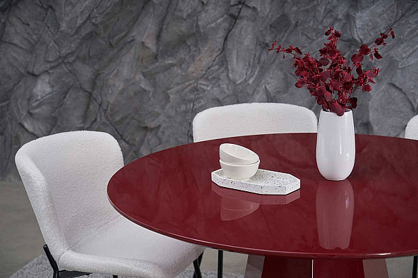 Обідній круглий стіл Vetro Mebel TM-200 Поліуретановий МДФ Винний-11