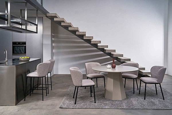 Круглый стол обеденный Vetro Mebel TM-200 Полиуретановый МДФ Теплый песок-4