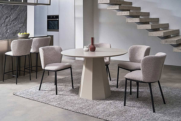 Круглый стол обеденный Vetro Mebel TM-200 Полиуретановый МДФ Теплый песок-3