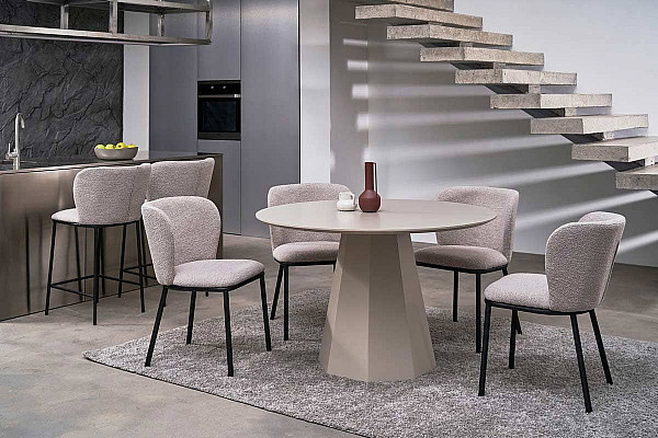 Круглый стол обеденный Vetro Mebel TM-200 Полиуретановый МДФ Теплый песок-1