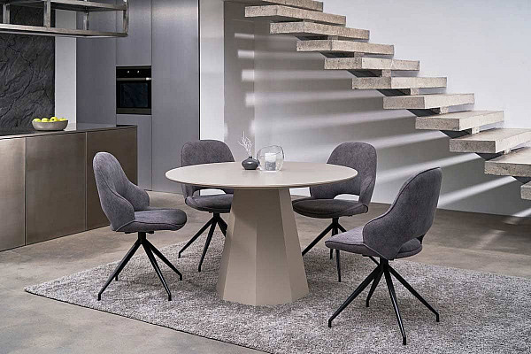 Круглый стол обеденный Vetro Mebel TM-200 Полиуретановый МДФ Теплый песок-2