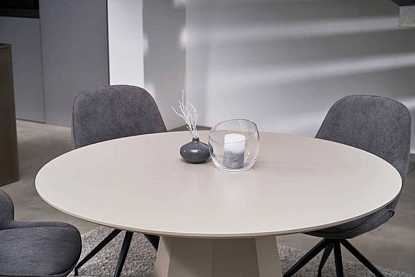 Круглый стол обеденный Vetro Mebel TM-200 Полиуретановый МДФ Теплый песок-5