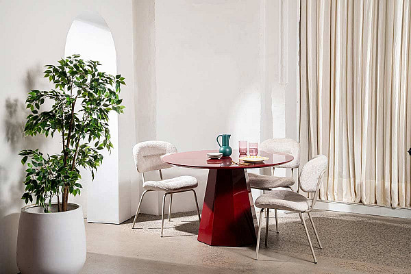 Обідній круглий стіл Vetro Mebel TM-200 Поліуретановий МДФ Винний-2