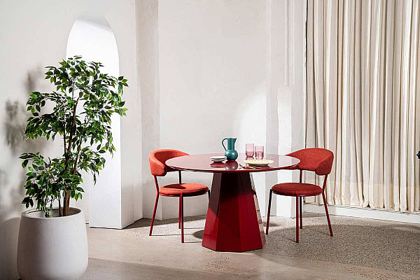 Обідній круглий стіл Vetro Mebel TM-200 Поліуретановий МДФ Винний-3