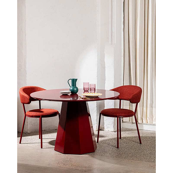 Обідній круглий стіл Vetro Mebel TM-200 Поліуретановий МДФ Винний-4