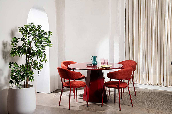 Обідній круглий стіл Vetro Mebel TM-200 Поліуретановий МДФ Винний-5