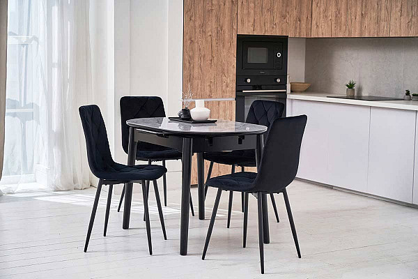 Керамічний стіл розкладний обідній Vetro Mebel TM-85 Ребекка грей-чорний-5