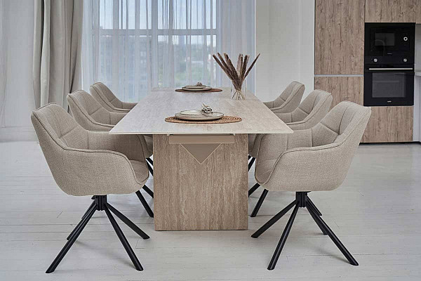 Керамічний стіл обідній Vetro Mebel Данте TML-980 Травентин-6