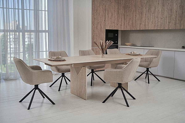 Керамічний стіл обідній Vetro Mebel Данте TML-980 Травентин-7