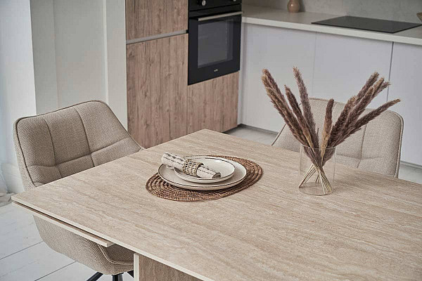 Керамічний стіл обідній Vetro Mebel Данте TML-980 Травентин-11