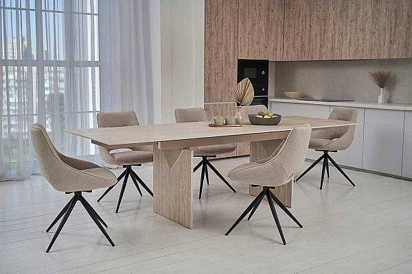 Керамічний стіл обідній Vetro Mebel Данте TML-980 Травентин-9