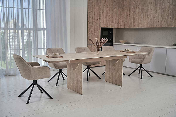 Керамічний стіл обідній Vetro Mebel Данте TML-980 Травентин-10