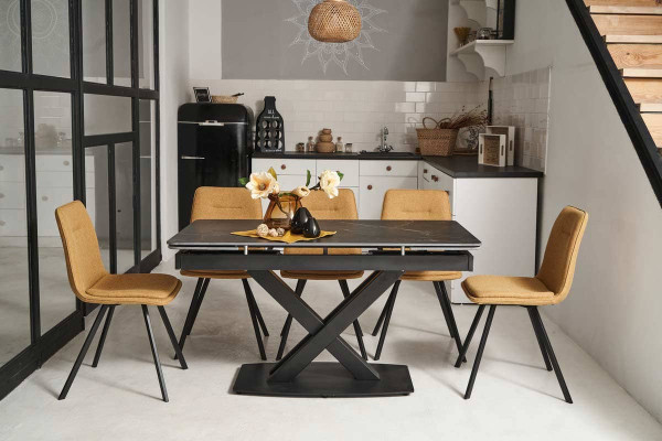 Керамический стол раскладной обеденный Vetro Mebel TML-817 Черный оникс-1