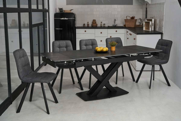 Керамический стол раскладной обеденный Vetro Mebel TML-817 Черный оникс-2