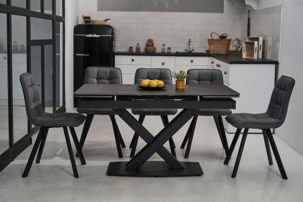 Керамический стол раскладной обеденный Vetro Mebel TML-817 Черный оникс-4