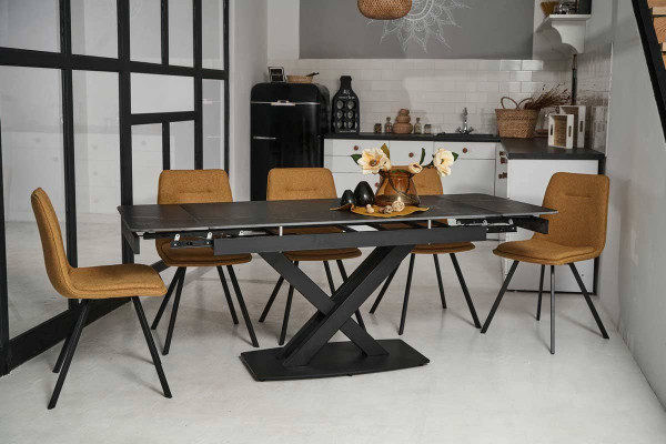 Керамический стол раскладной обеденный Vetro Mebel TML-817 Черный оникс-0