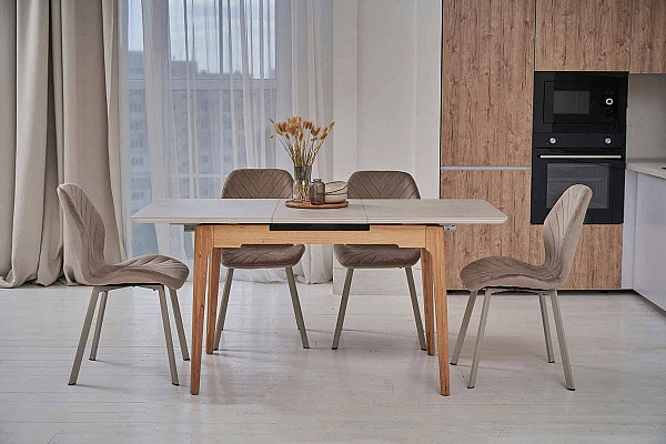 Керамічний стіл розкладний обідній Vetro Mebel TM-120 Бардиліо лайт-бук-1