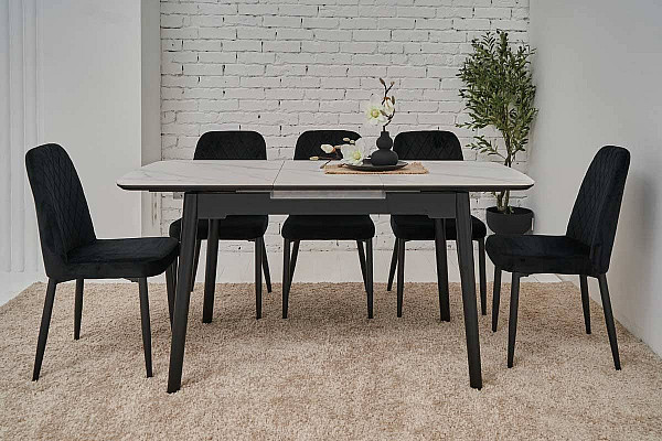 Раскладной обеденный cтол Vetro Mebel TM-76 Белый мрамор-0