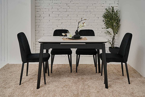 Раскладной обеденный cтол Vetro Mebel TM-76 Белый мрамор-1