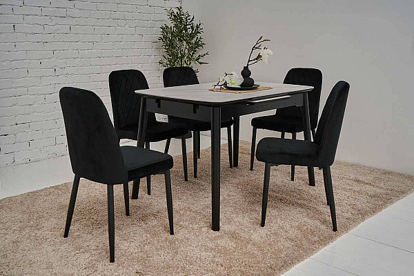 Раскладной обеденный cтол Vetro Mebel TM-76 Белый мрамор-3