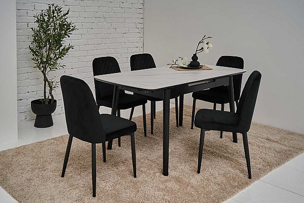 Раскладной обеденный cтол Vetro Mebel TM-76 Белый мрамор-2