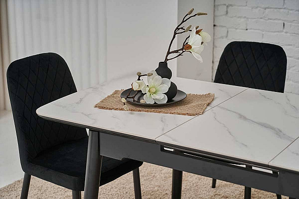Раскладной обеденный cтол Vetro Mebel TM-76 Белый мрамор-4