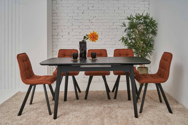 Раскладной обеденный cтол Vetro Mebel TM-76 Черный оникс-0