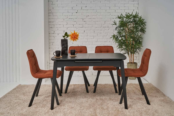 Раскладной обеденный cтол Vetro Mebel TM-76 Черный оникс-1